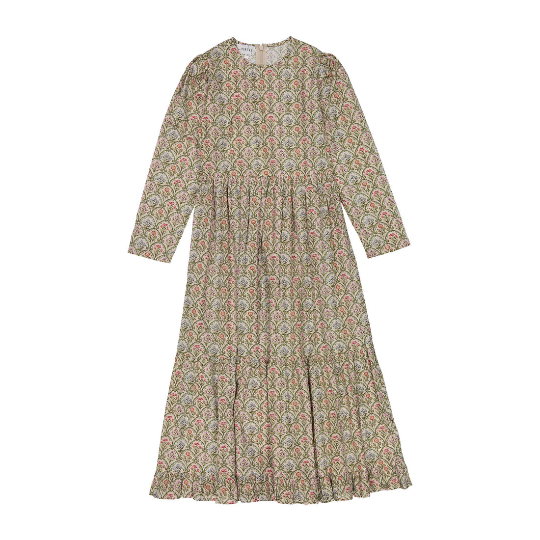Atelier Parsmei Veiled Rose Gathered Layers Maxi Dress