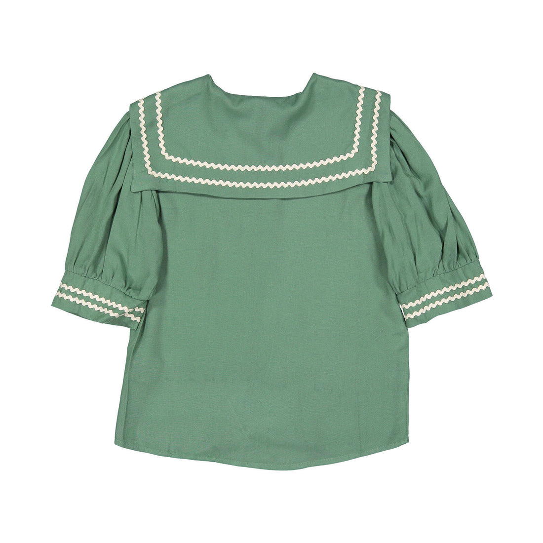Atelier Parsmei Basil Green Ric Rac Detailed Blouse
