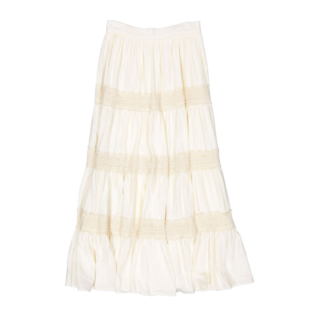 Atelier Parsmei Buttercream Panelled Lace Ankle Skirt