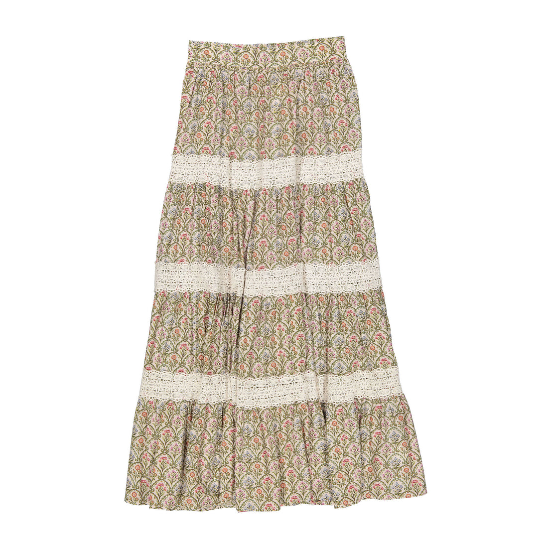 Atelier Parsmei Veiled Rose Panelled Lace Ankle Skirt
