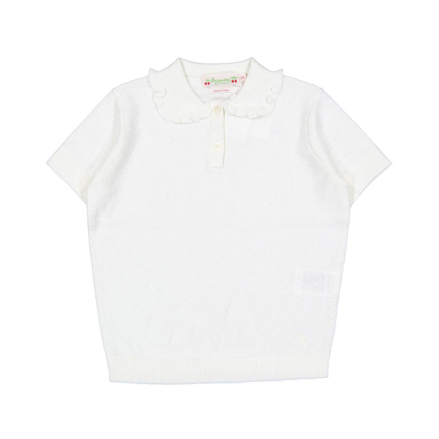 Bonpoint Milk White Frynja Collared  Sweater