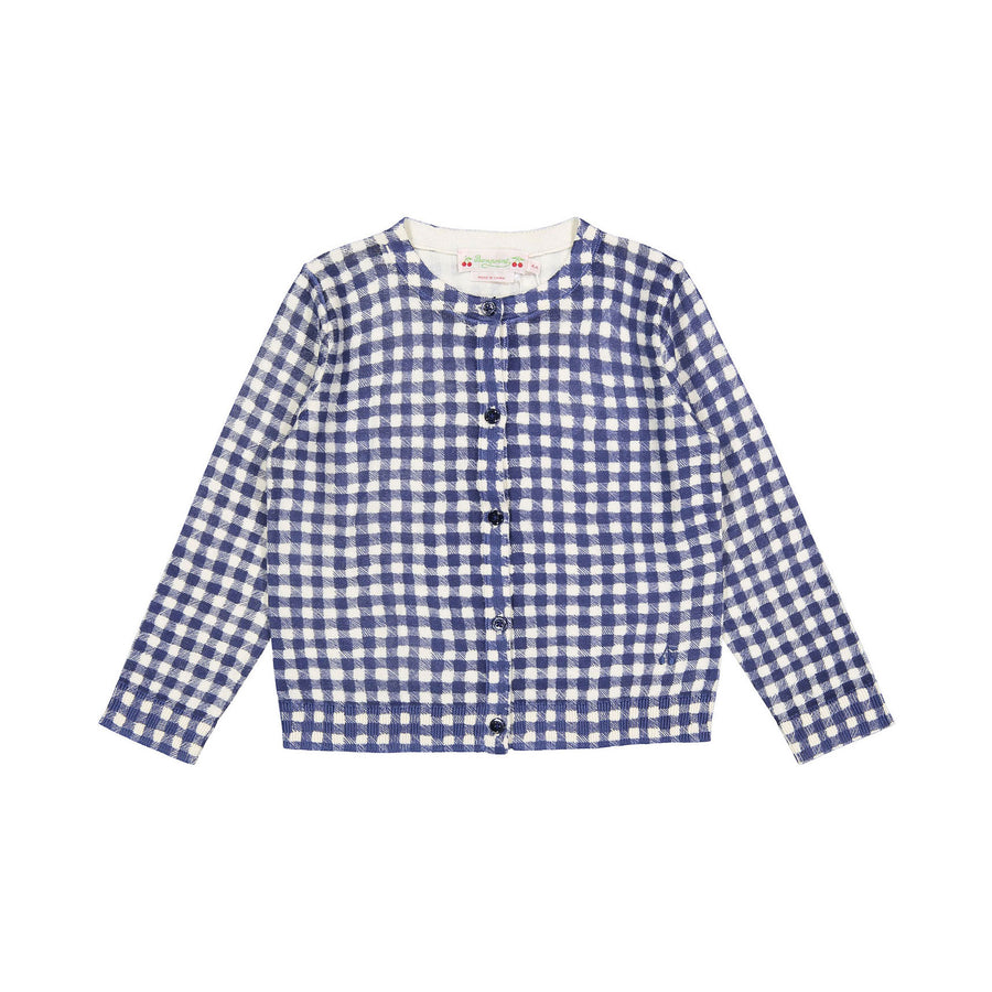 Bonpoint Navy Check Tyra Cardigan