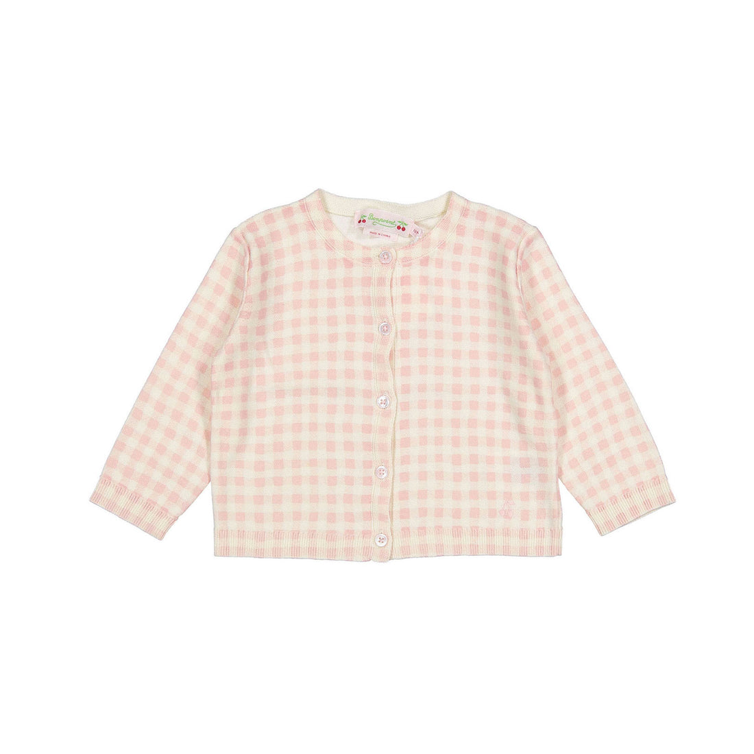 Bonpoint Rose Check Claudie Baby Cardigan