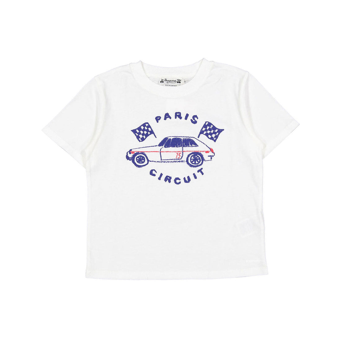 Bonpoint Milk White Race Car Thibald T-Shirt