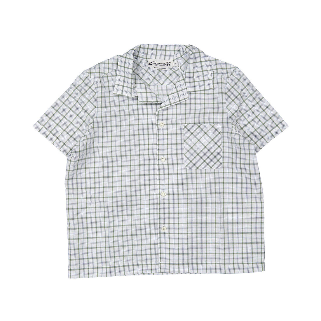 Bonpoint Greenish Grey Plaid Steve Shirt