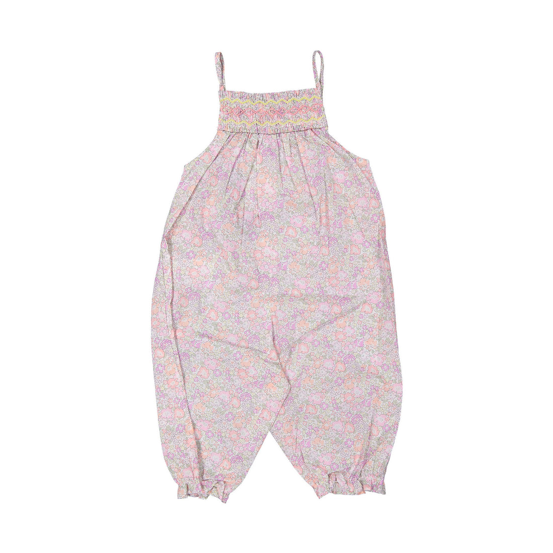 Bonpoint Pink Floral Blush Maruska Baby Smocked Jumpsuit