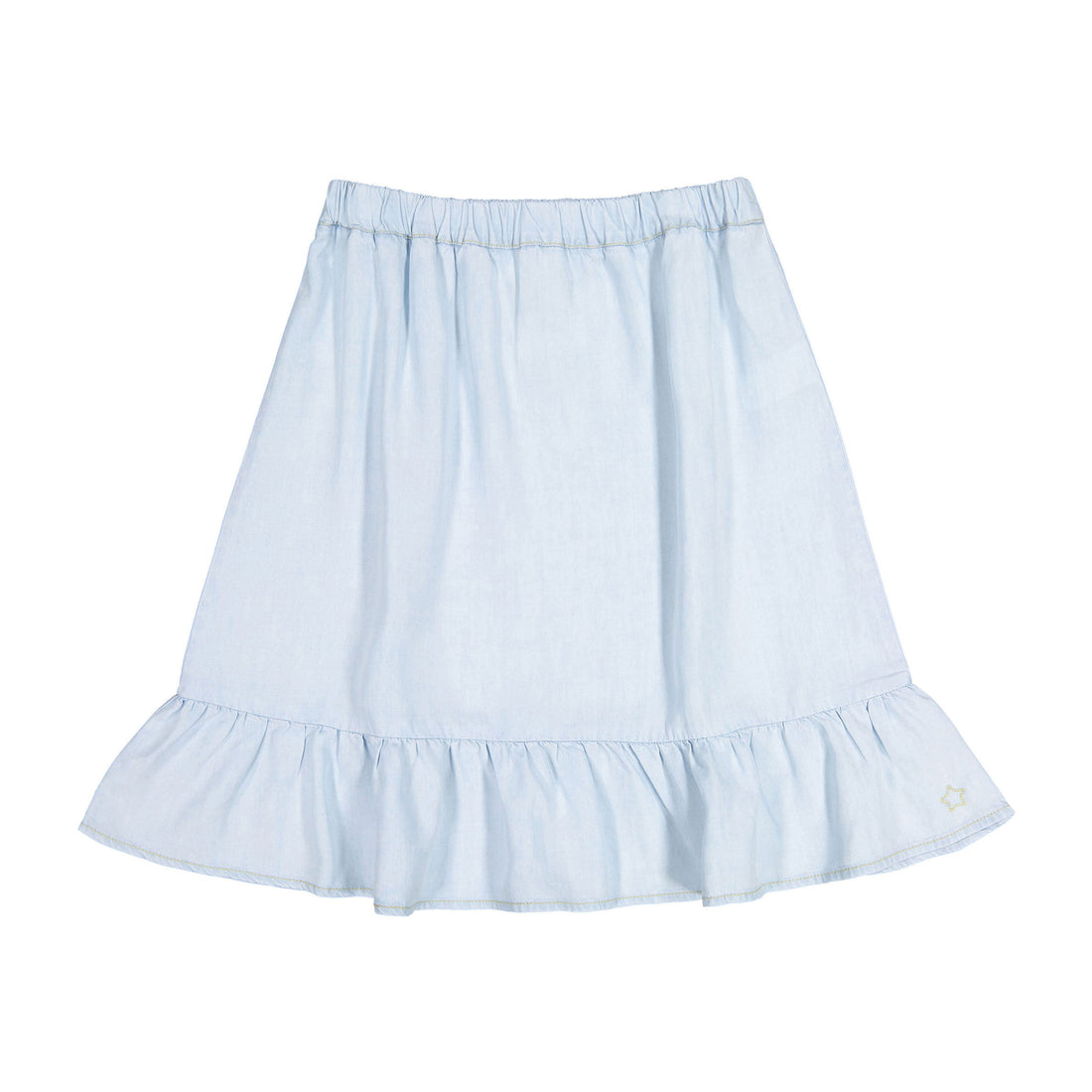 Tocoto Vintage Blue Denim Ruffle Midi Skirt
