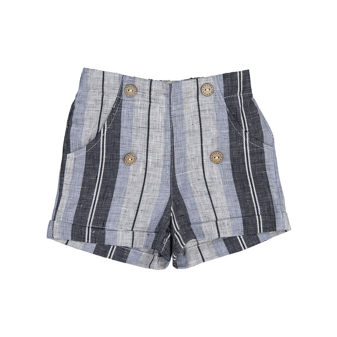 Noma Navy/ Light Blue Button Detail Striped Shorts