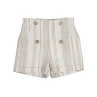 Noma Beige Stripe Button Detail Striped Shorts