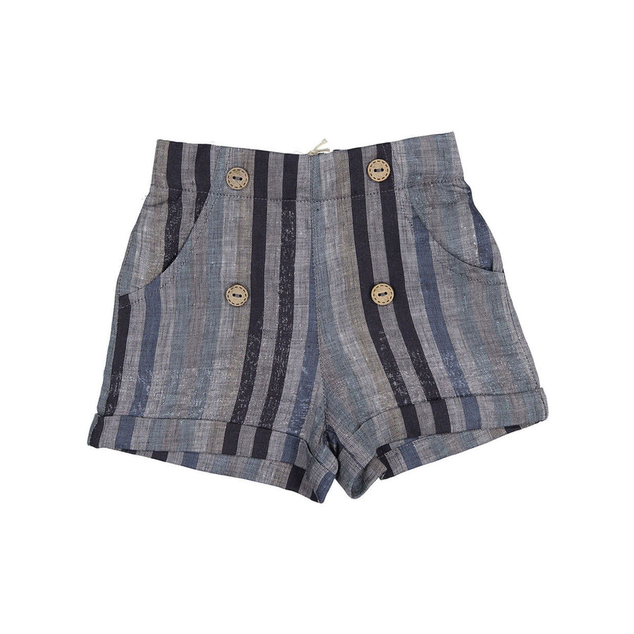 Noma Navy Wide Button Detail Striped Shorts