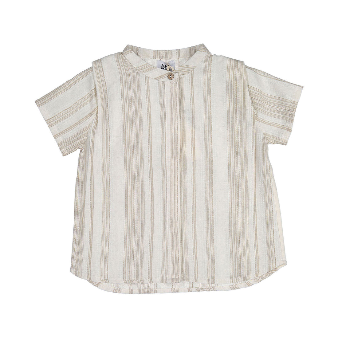 Noma Beige Stripe Shoulder Pleat Striped Shirt