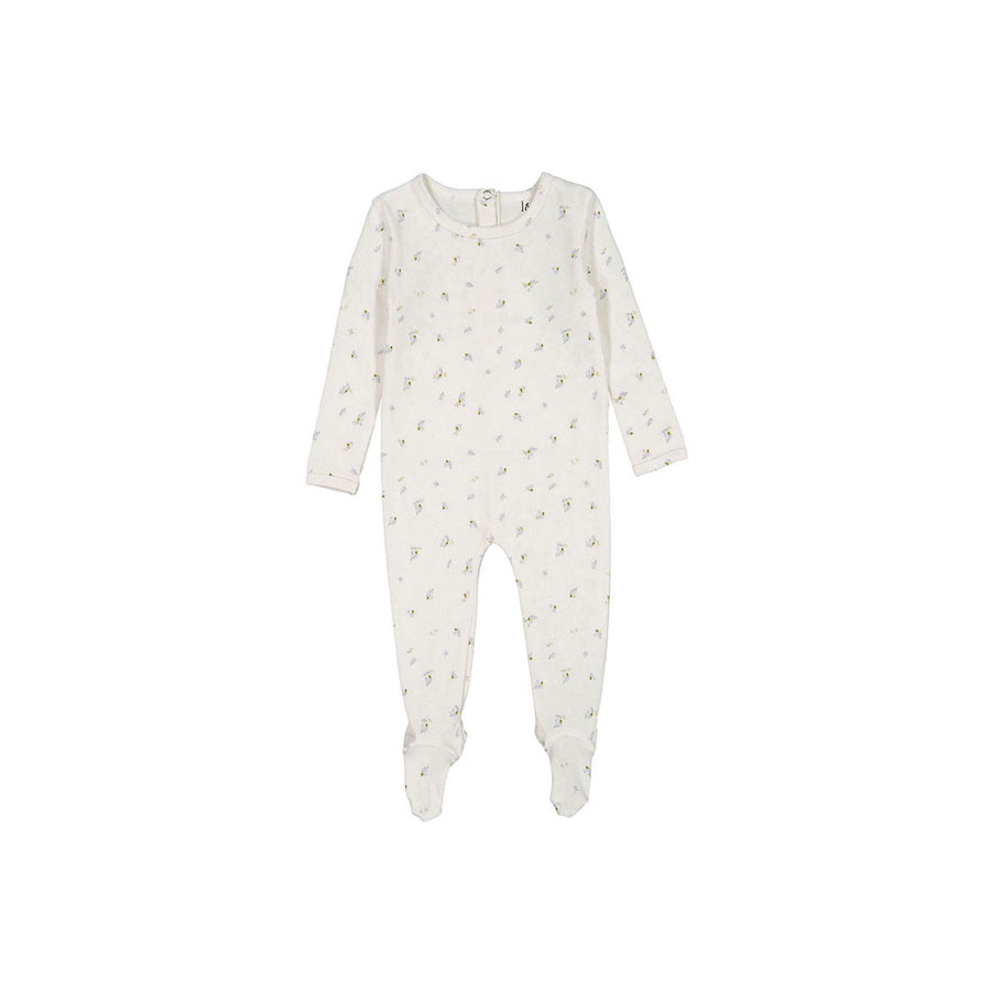 Ladida Layette Blue Florette Allover Footie