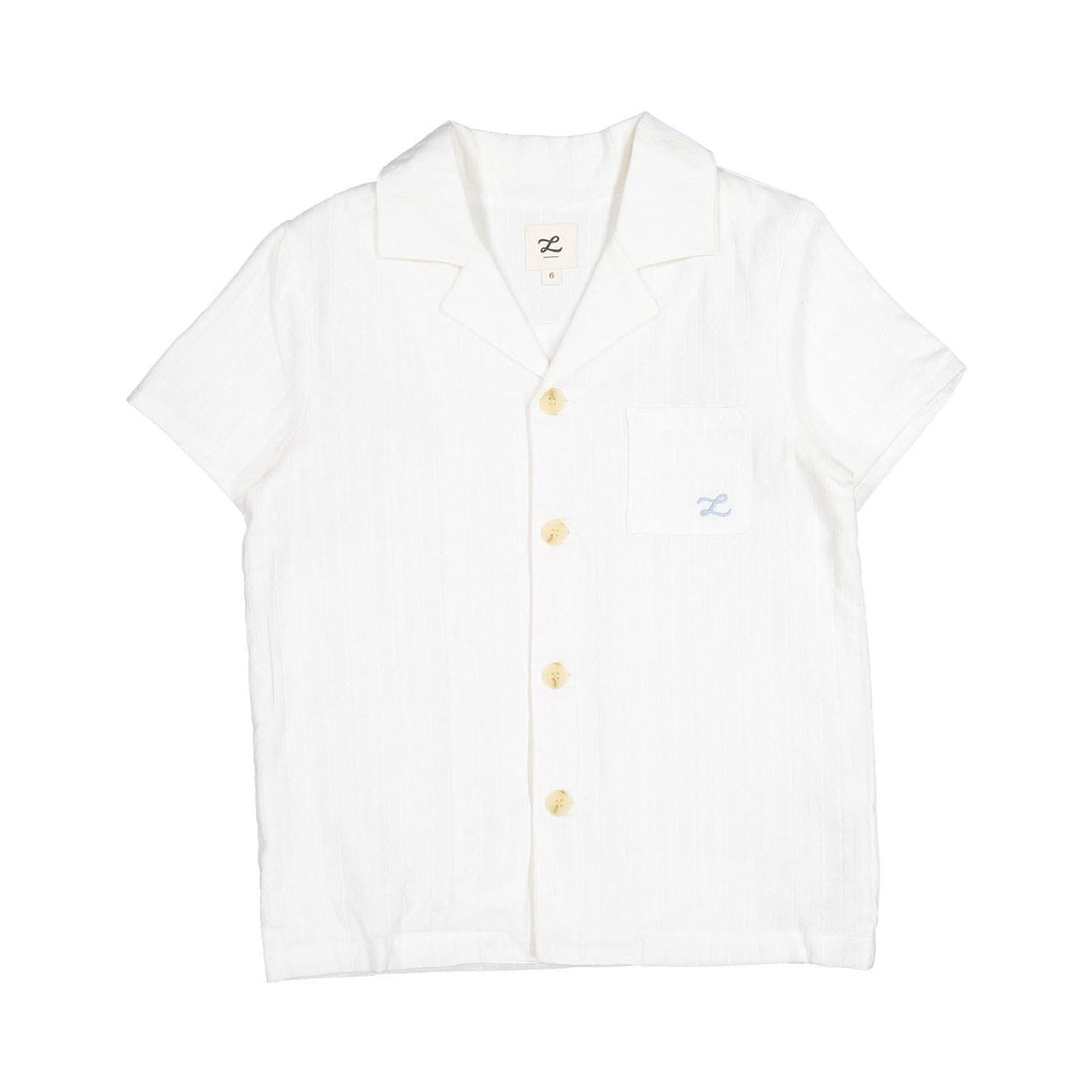 L by Ladida White Textured Grandpa Shirt
