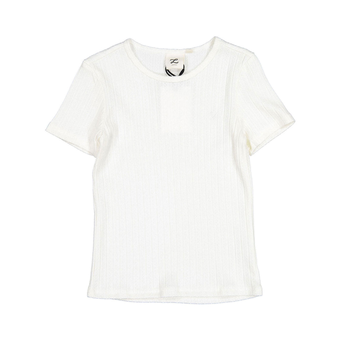 L by Ladida White Pointelle Short Sleeve Tee