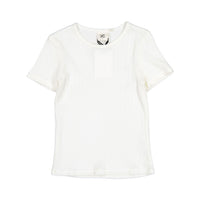 L by Ladida White Pointelle Short Sleeve Tee