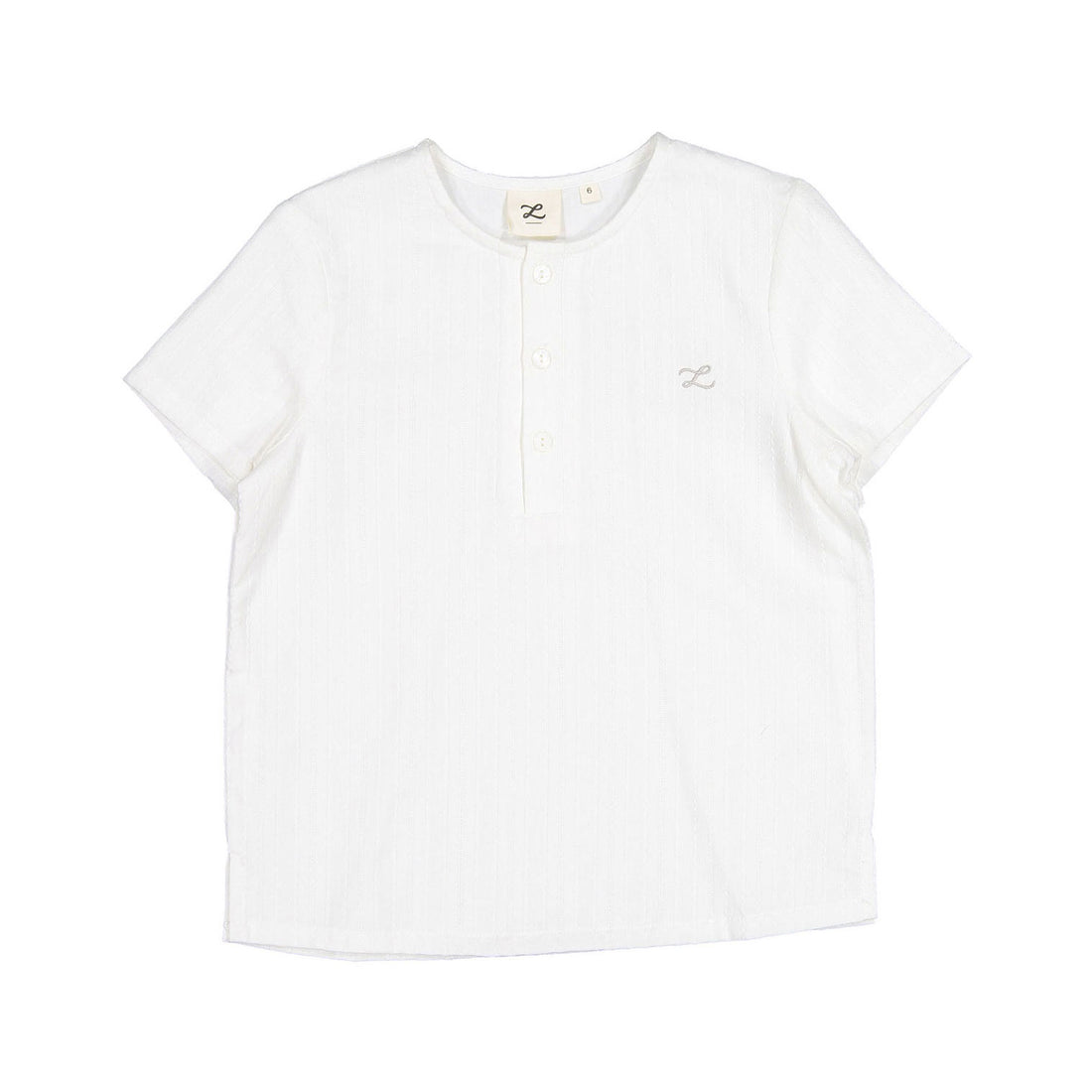 L by Ladida White Textured Short Sleeve Tunic