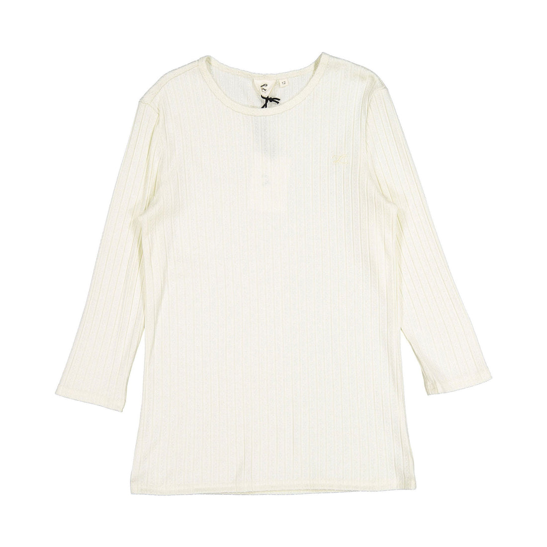 L by Ladida Cream Pointelle 3/4 Sleeve Tee