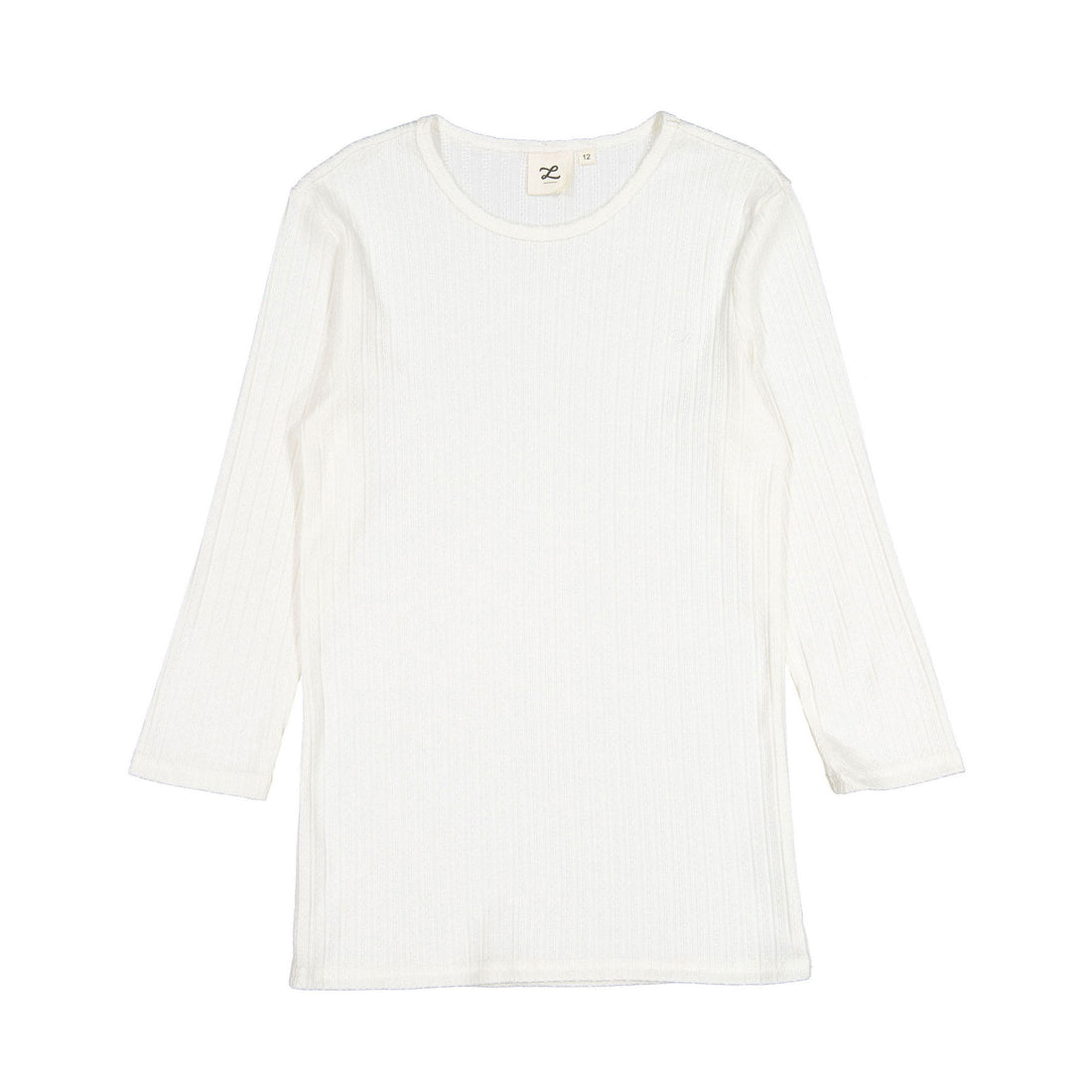 L by Ladida White Pointelle 3/4 Sleeve Tee