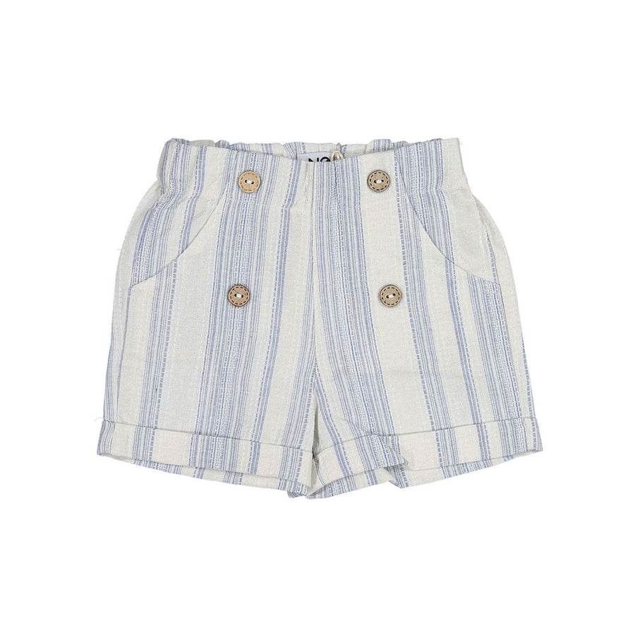 Noma Light Blue/ Sand Button Detail Striped Shorts