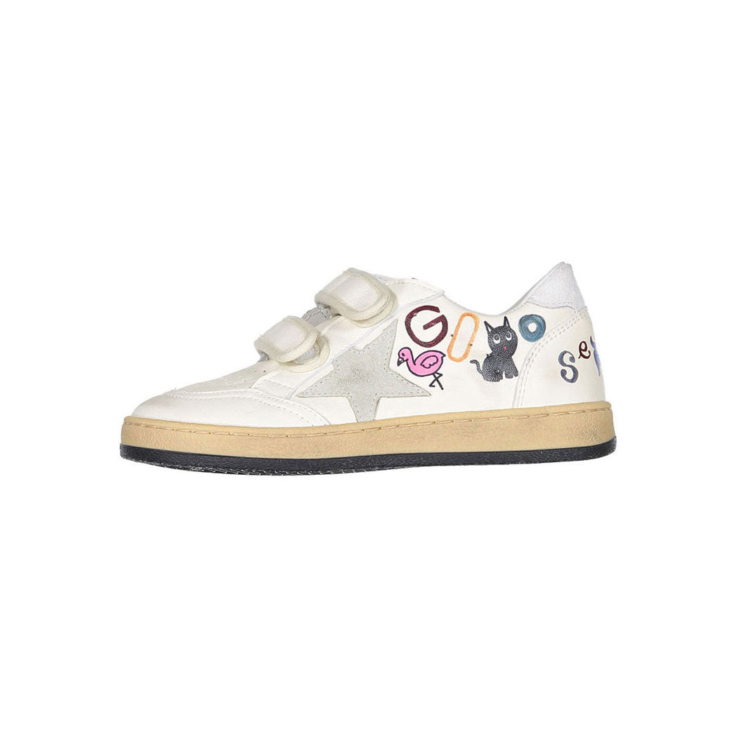 Golden Goose White/Grey/Multicolor Ballstar Strap Sneakers