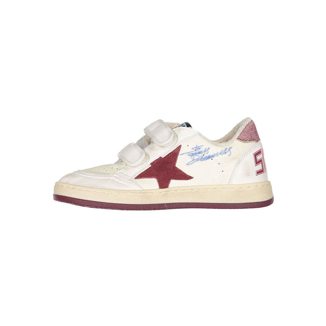 Golden Goose Beige/Pomegranade/White/Red Ballstar Strap Sneakers