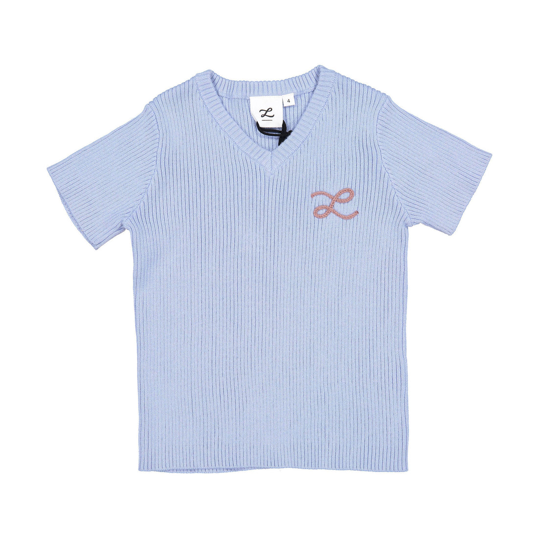 L By Ladida Fresh Blue Ribbed Knit V-neck Sweater