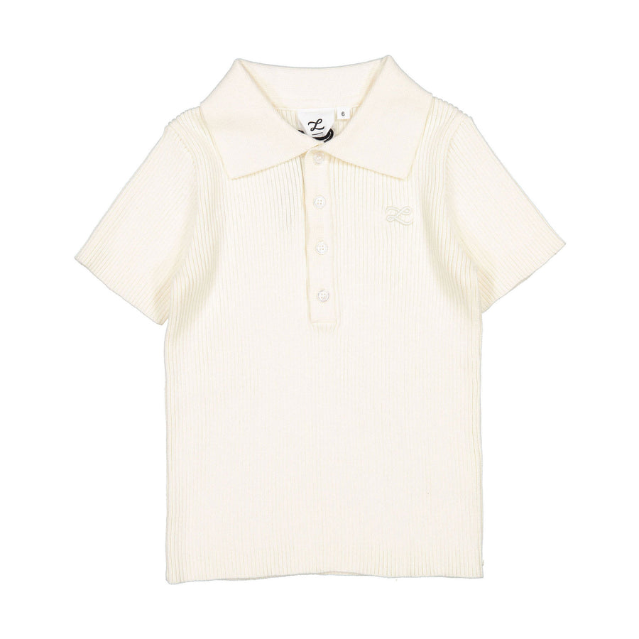 L By Ladida Cream Ribbed Knit Polo