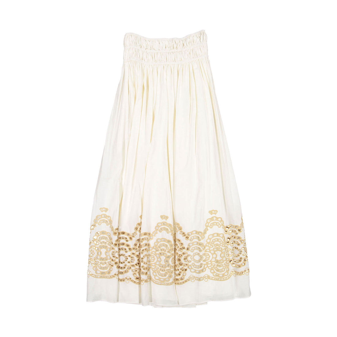 A4 Cream Eyelet Bottom Maxi Skirt