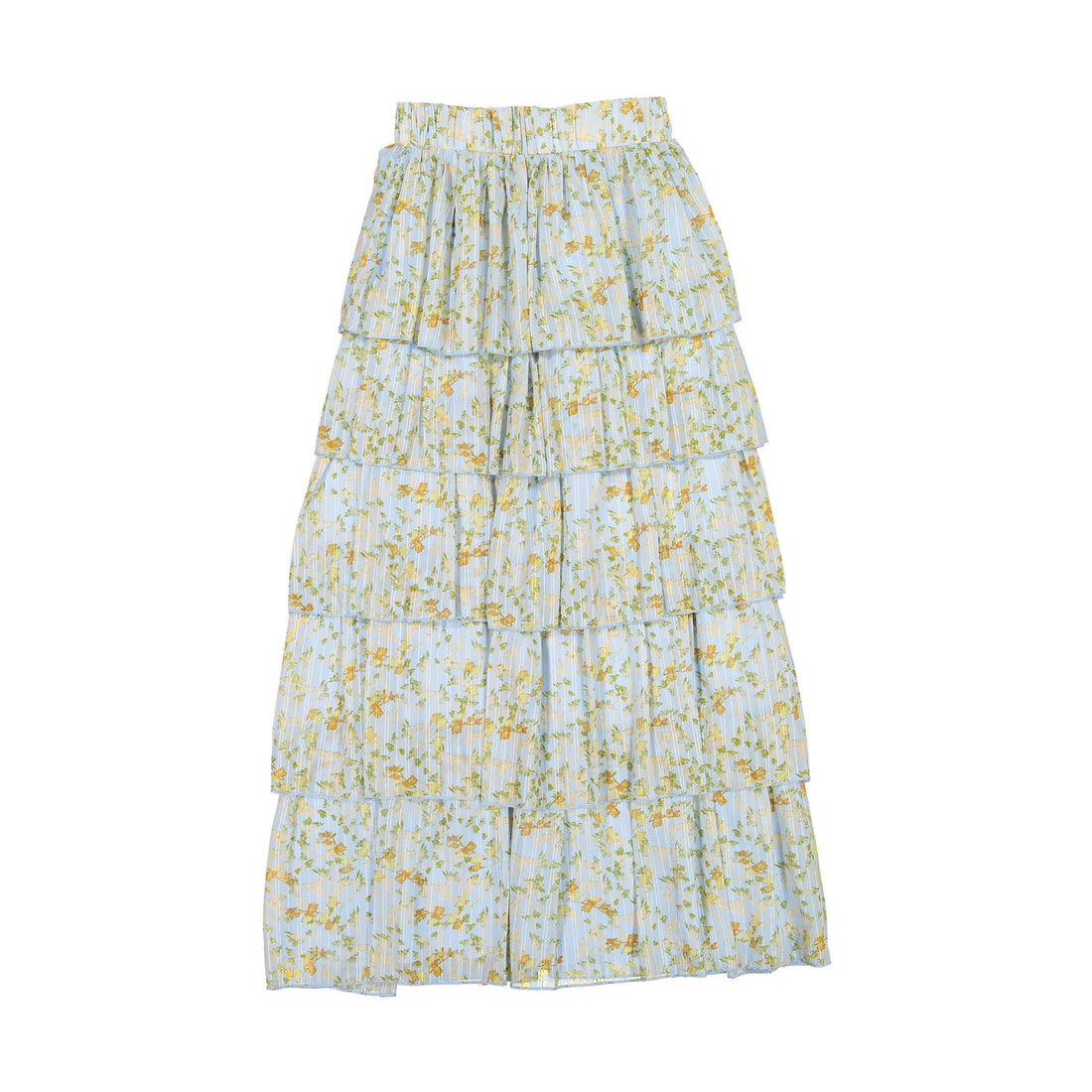 A4 Light Blue Floral Ruffle Skirt