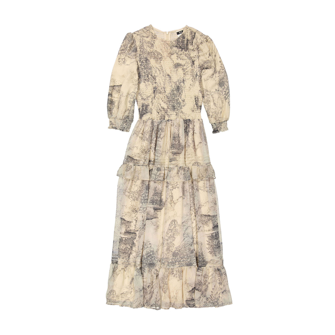 beige smocked dress Bentley Beige Smocked Linen Maxi Dress main image 0