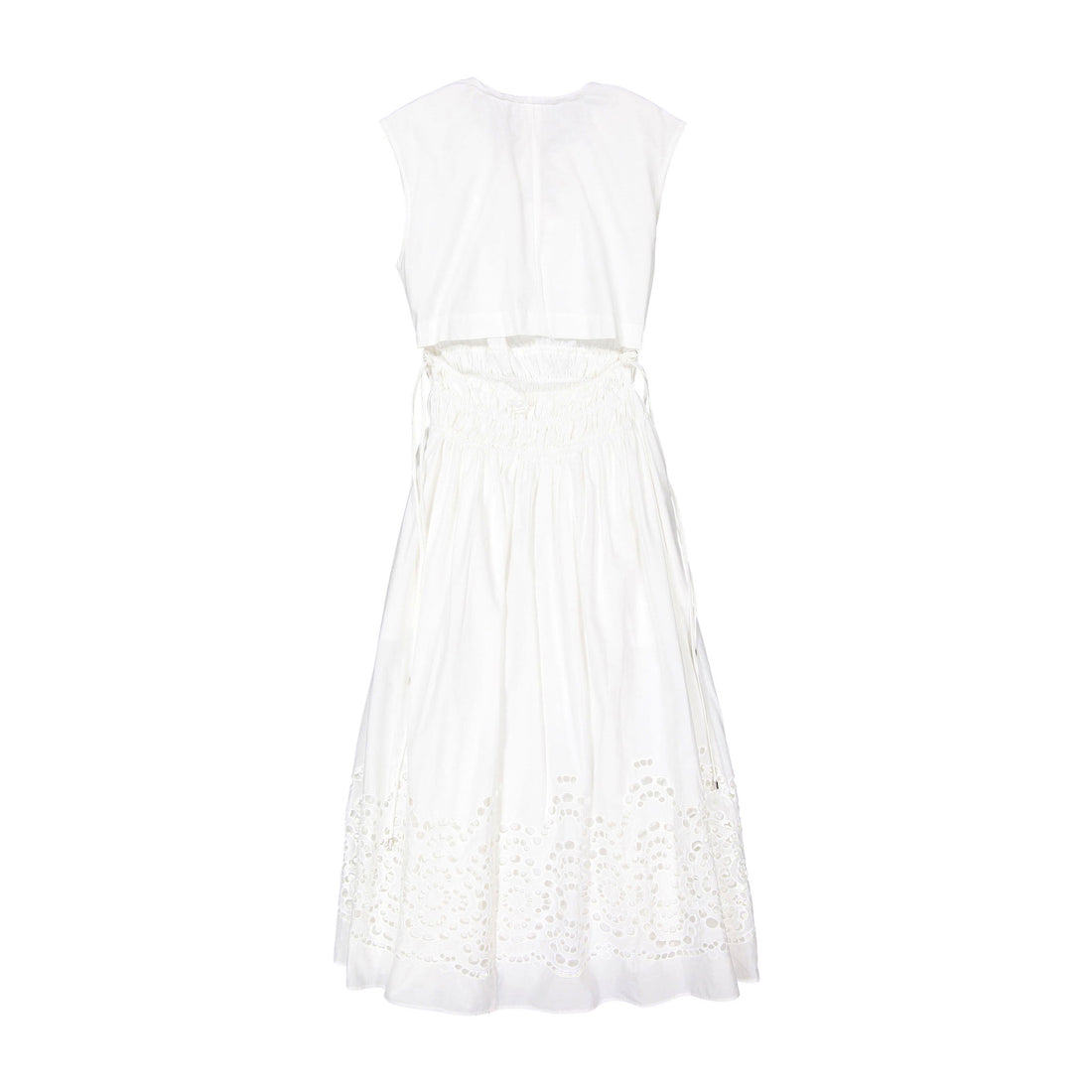 A4 White Eyelet Bottom Sleeveless Dress