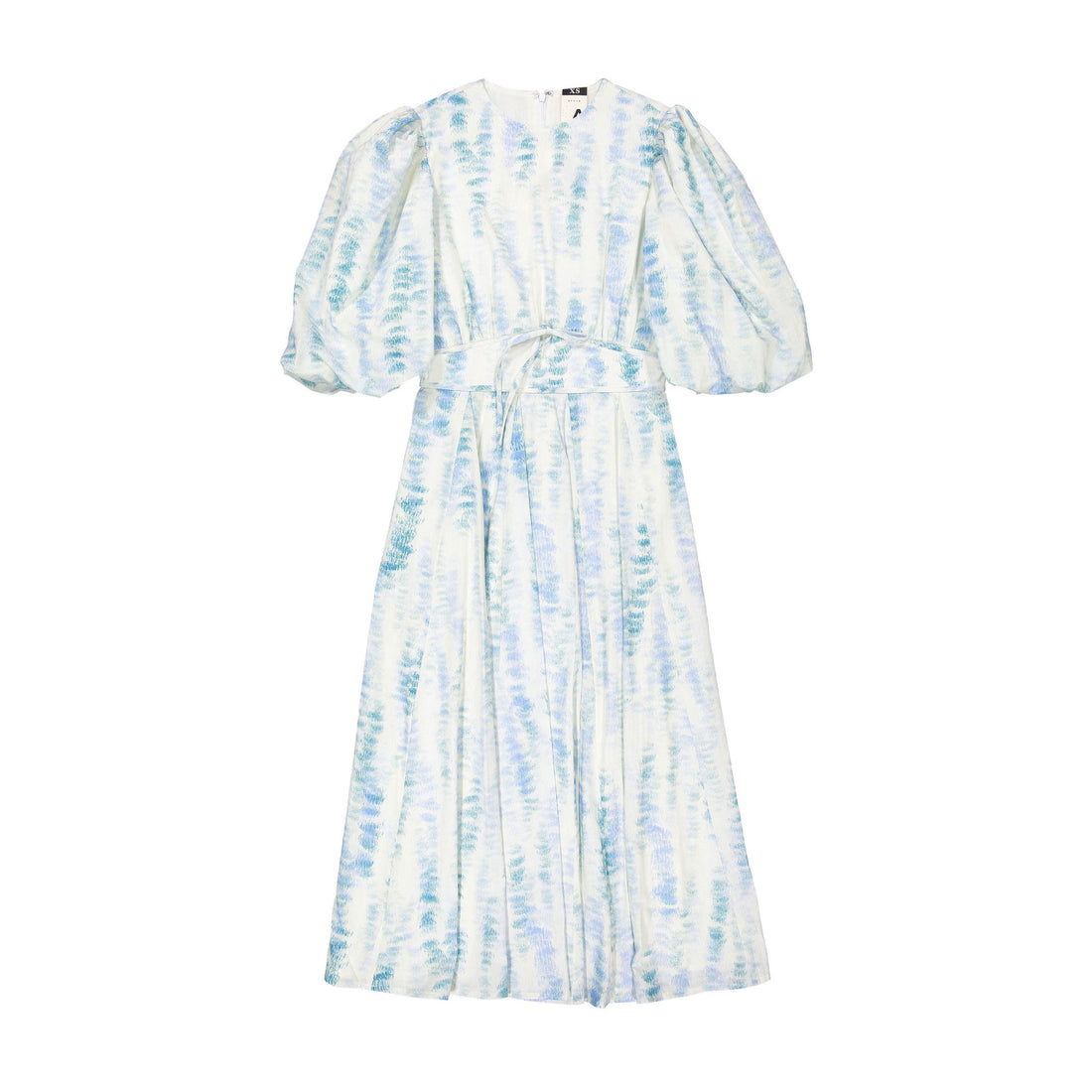 A4 Blue Mix Midi Puff Sleeve Dress