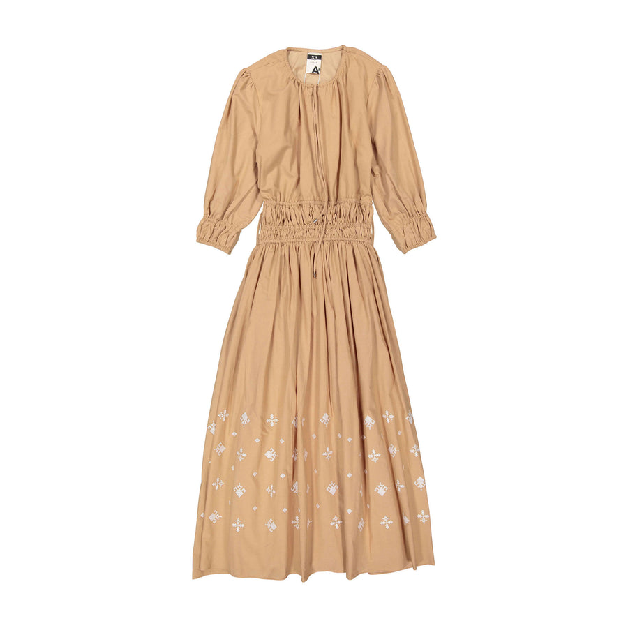 A4 Brown Embroidered Bottom Dress