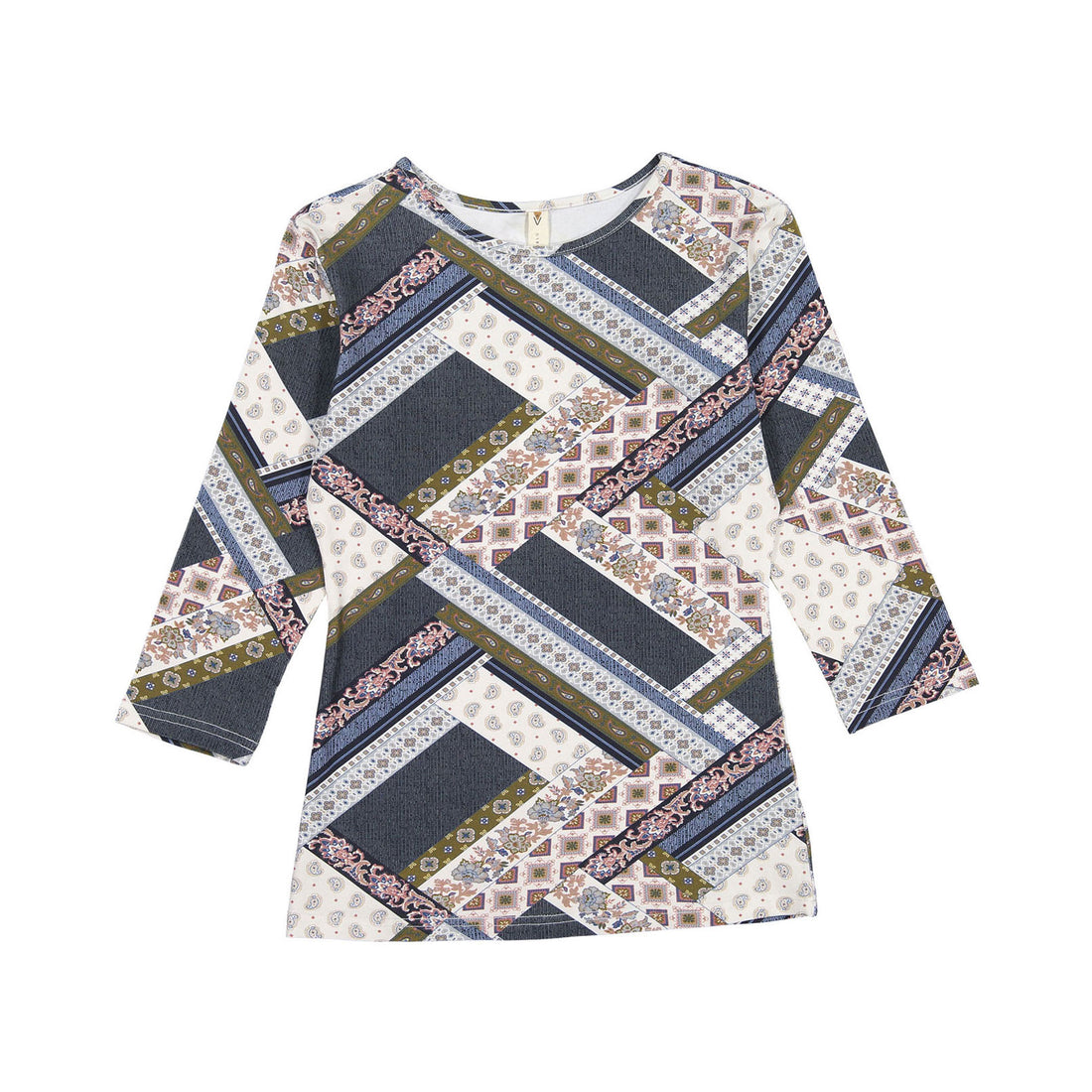 Ava and Lu Navy Patchwork T-Shirt
