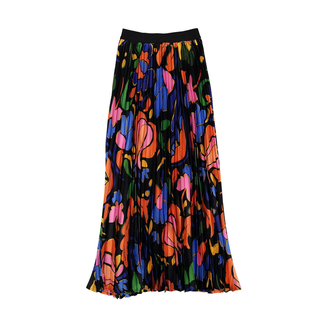Ava and Lu Multi Print Pleated Maxi Skirt