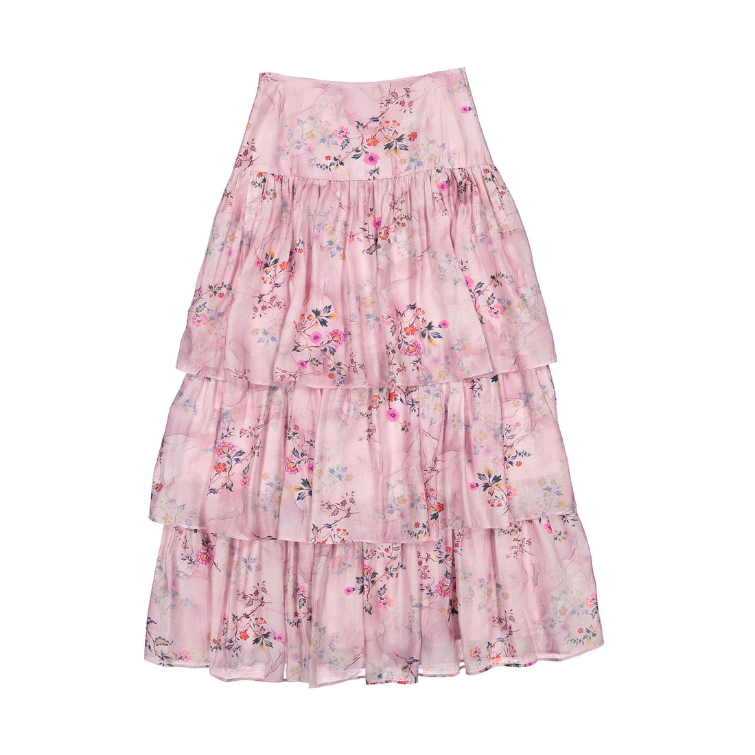 Ava and Lu Pink Floral Maxi Skirt