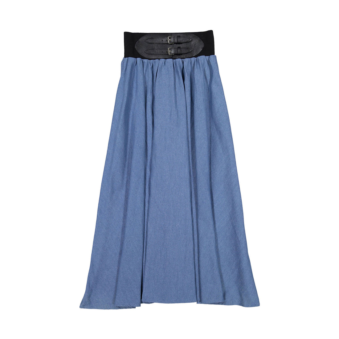 Ava Jeans Denim Buckled Maxi Skirt