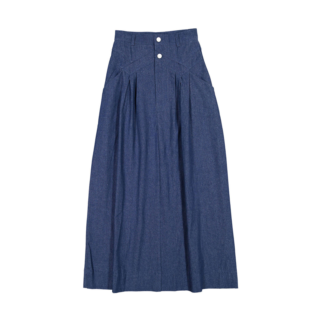 Ava Jeans Denim Zig Zag Detailed Maxi Skirt
