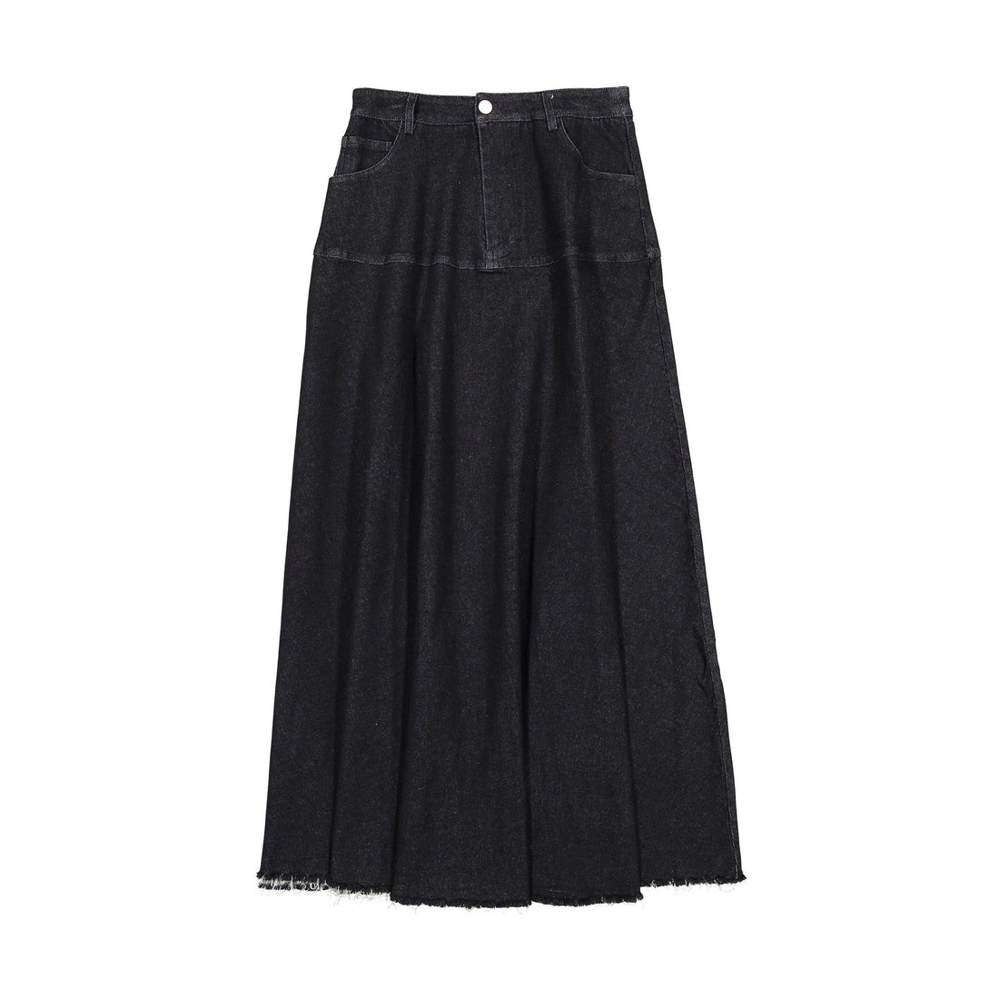 Ava Jeans Dark Denim Raw Edge Maxi Skirt