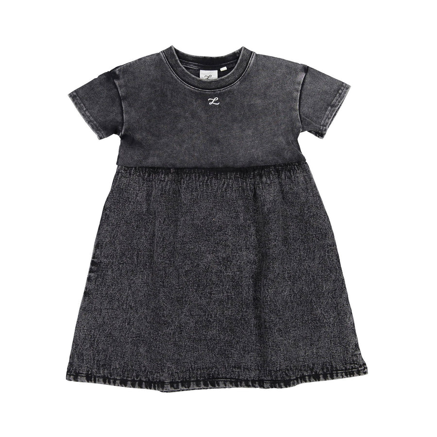 black denim short sleeve dress Short Sleeve Zip Front Mini Dress In Black Washed Denim | EGO US