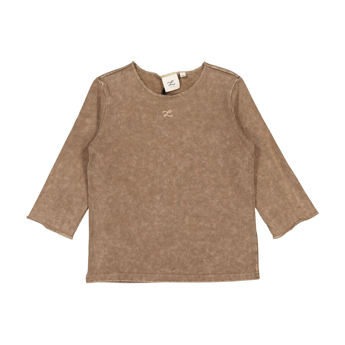 L by Ladida Brown Wash 3/4 Sleeve Tee
