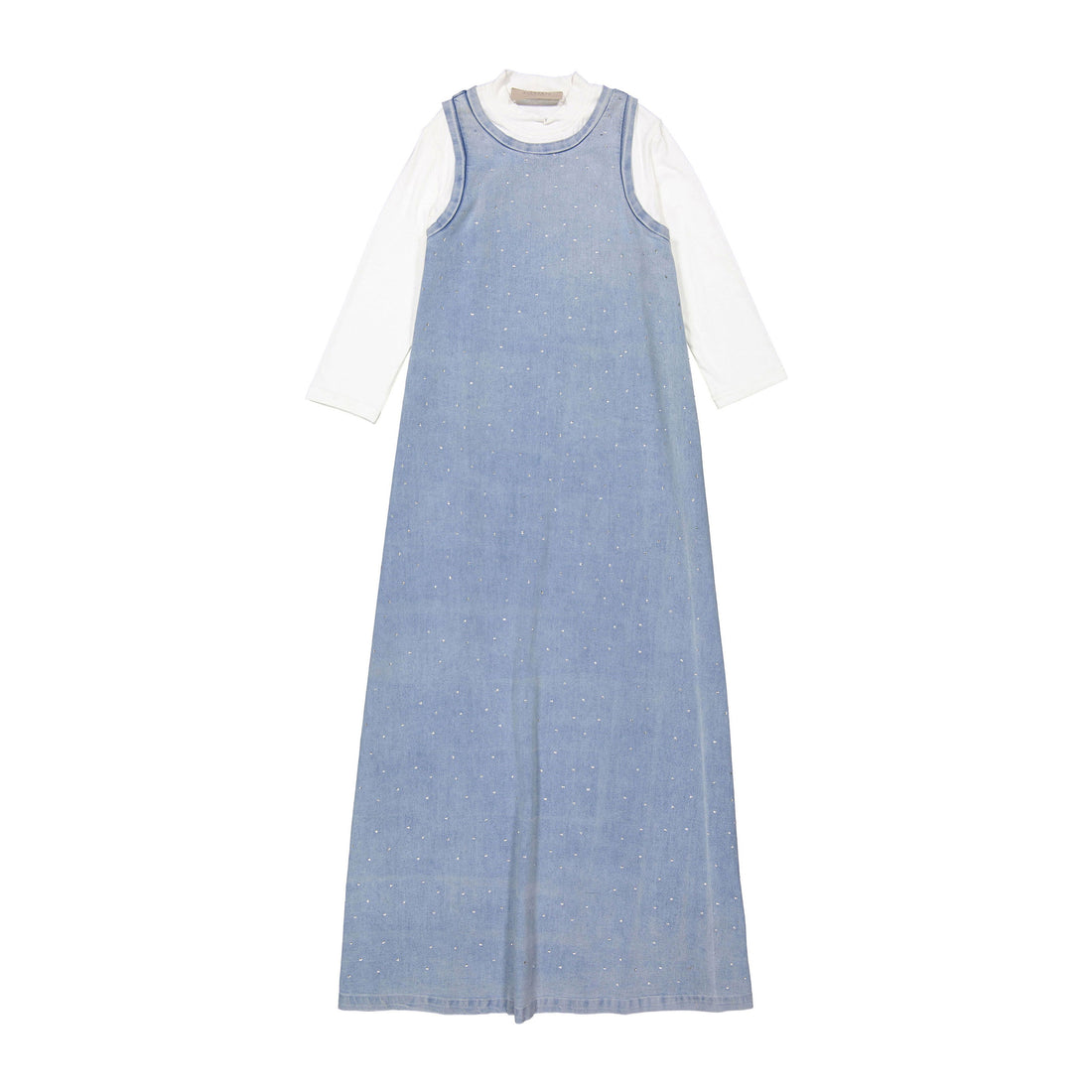 Elements Light Blue Rhinestone Mock Tee Dress – Ladida