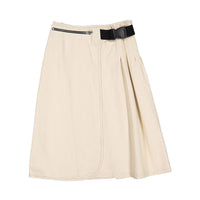 Elements Taupe Wash Buckle Pleat Skirt