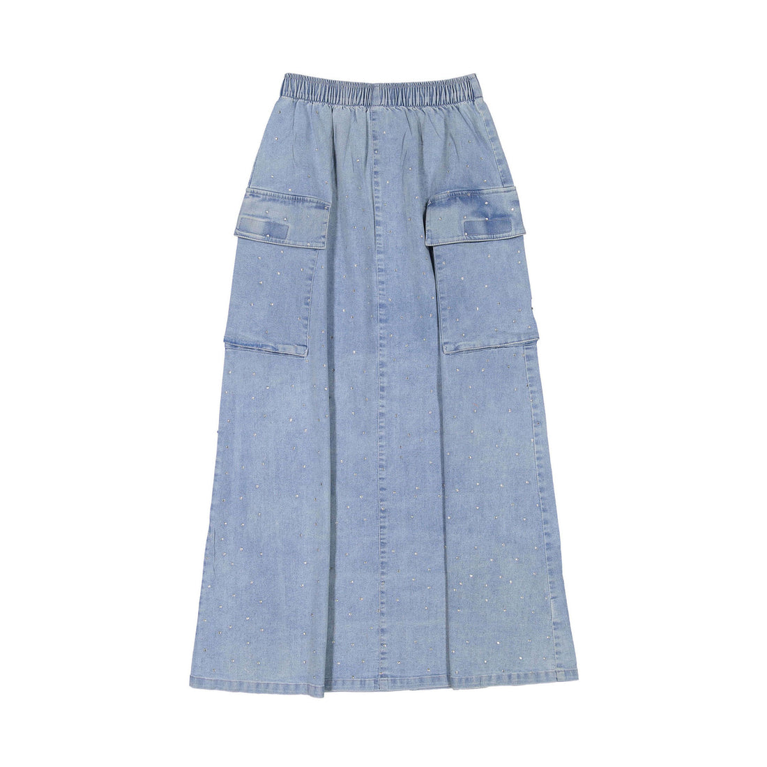 Elements Light Blue Rhinestone Maxi Cargo Skirt