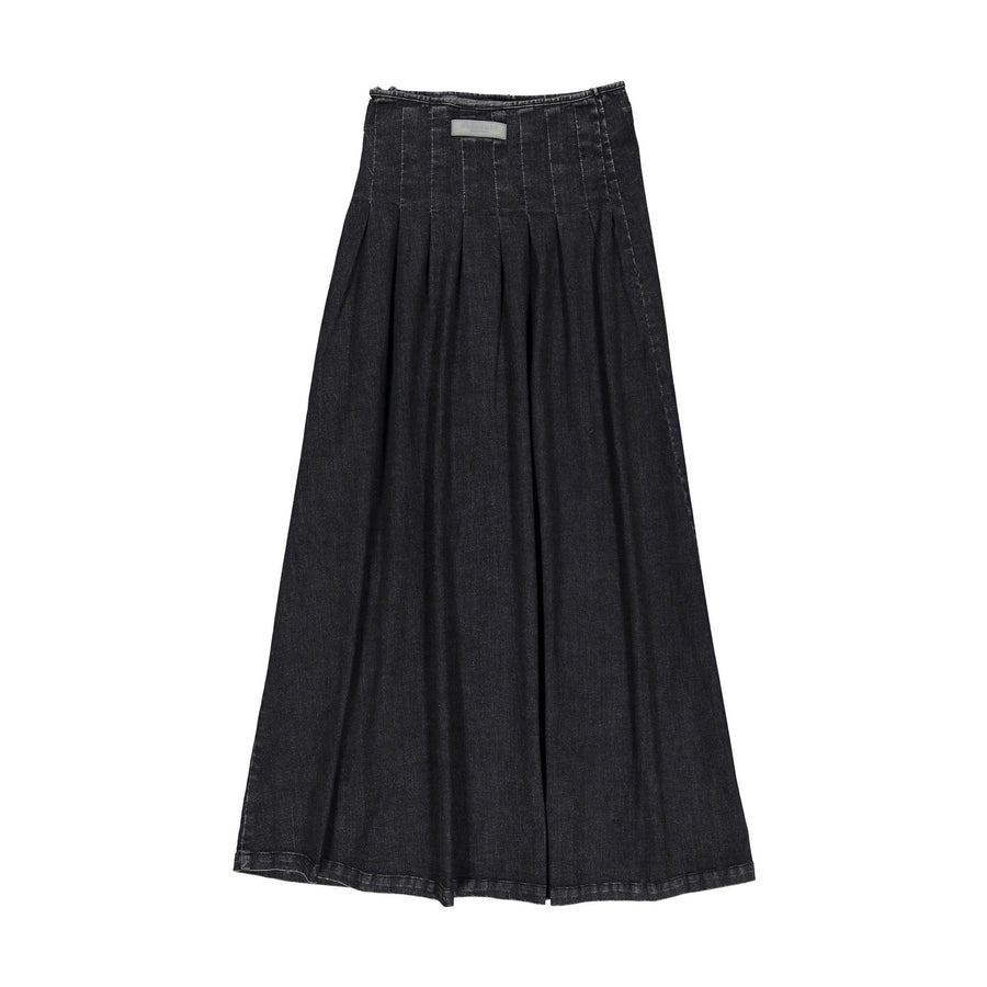 Elements Black Denim Maxi Buckle Pleat Skirt