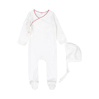 Coco Blanc Ivory/Red Footie with Bonnet