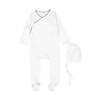 Coco Blanc Ivory/Cobalt Footie with Bonnet