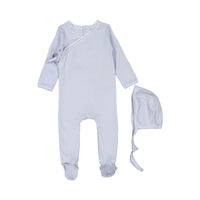 Coco Blanc Powdered Blue Footie with Bonnet