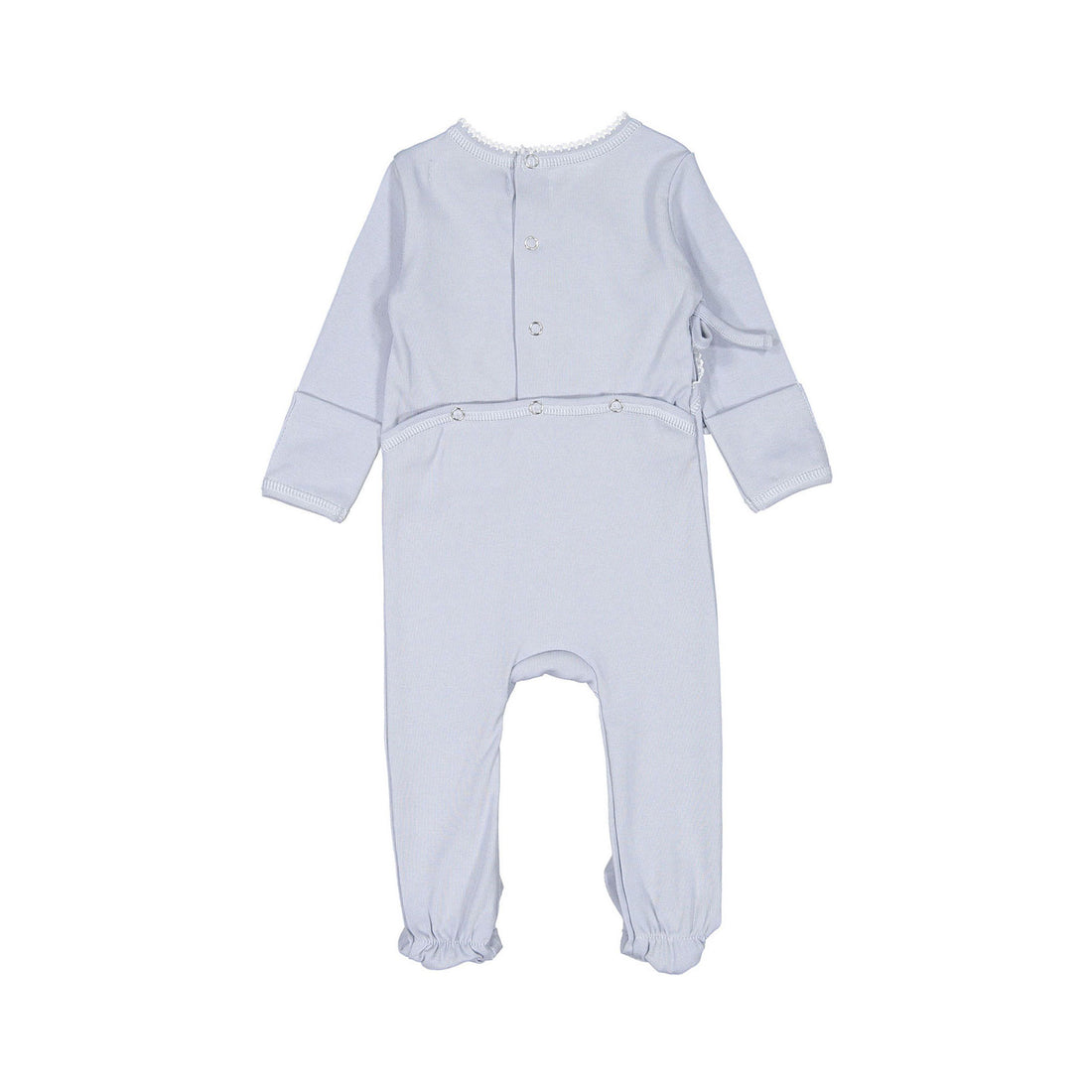 Coco Blanc Powdered Blue Footie with Bonnet
