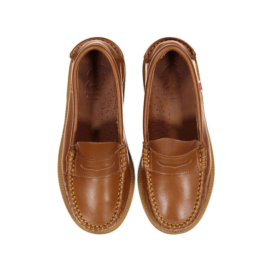 Papanatas Brown Loafers for kids size 24 Papanatas Brown Tiger Embroidered Loafer - Tassel Children Shoes main image 3